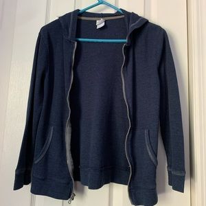Blue cotton zip sweatshirt with hood
